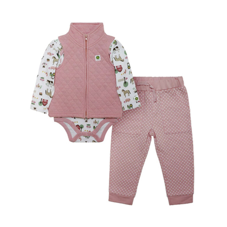 Pink 3-Piece Bodysuit Pant Vest Set - LP81464, 