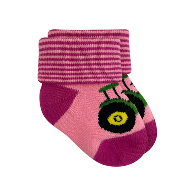 Pink Tractor Booties Sz 0-6M - LP74752, 