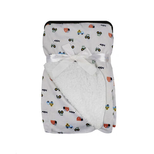 John Deere Gray Farm Print Sherpa Blanket LP81445 LP81445 AKRS