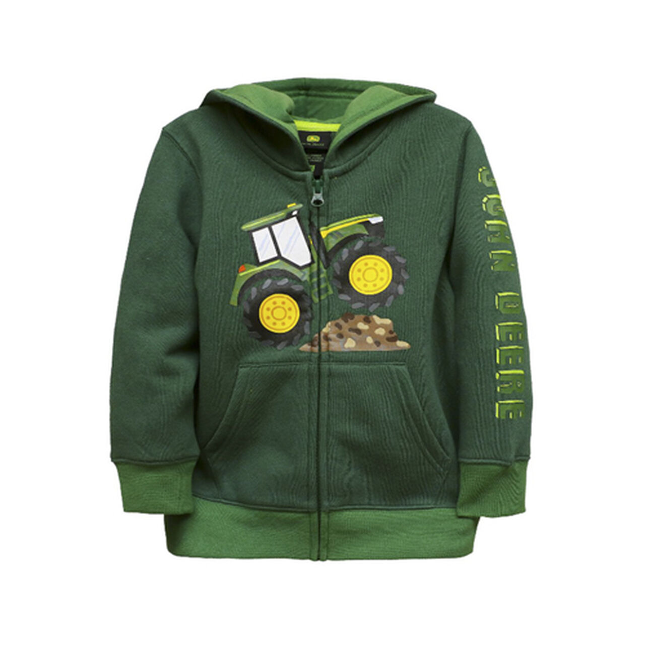 Dark Green Tractor Zip Front Hoodie Sweatshirt Sz 4T - LP816744,  image number 0