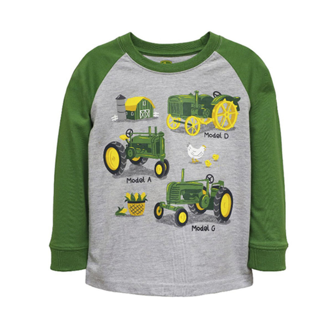 Gray Green Long Sleeve Vintage Tractors T-Shirt - LP81637,  image number 0