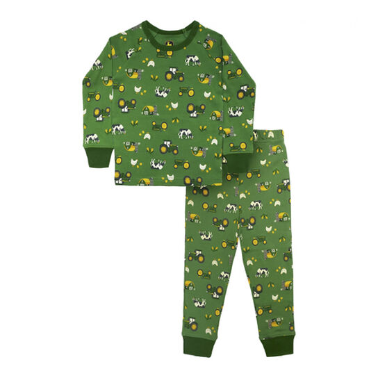 Green Farm Tractor 2 Pieces Pant Pajama Set Sz 4T - LP816874,  image number 1