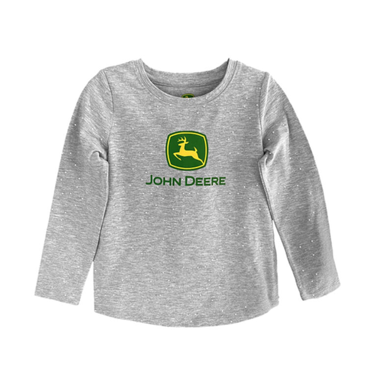 Gray Long Sleeve Glitter Logo T-Shirt - LP77435, 