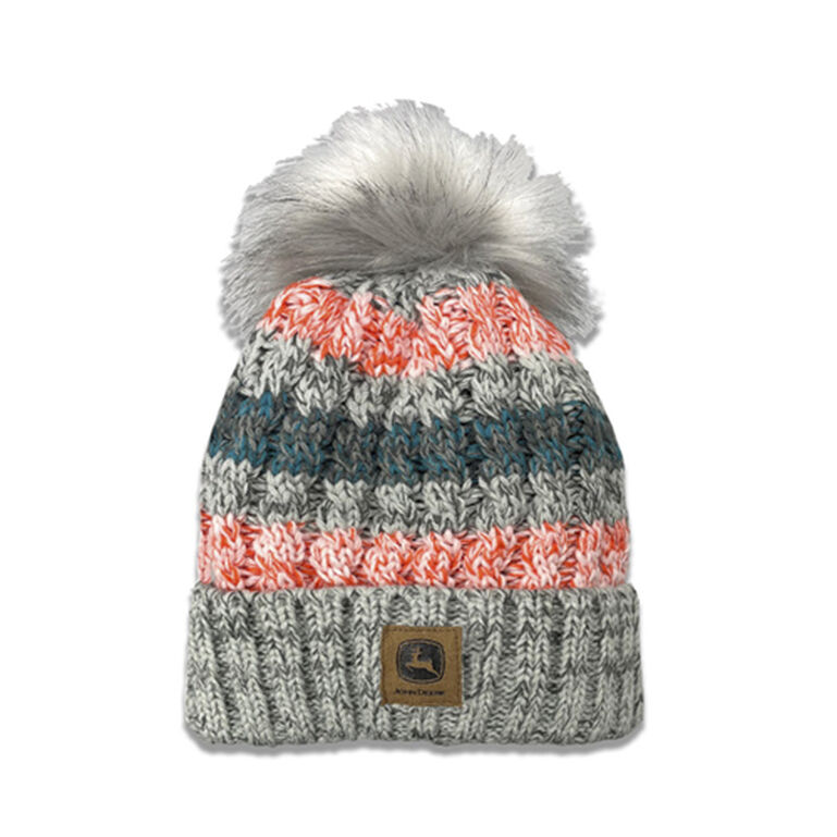 Gray Pink Teal Stripe Beanie Stocking Cap - LP82742, 