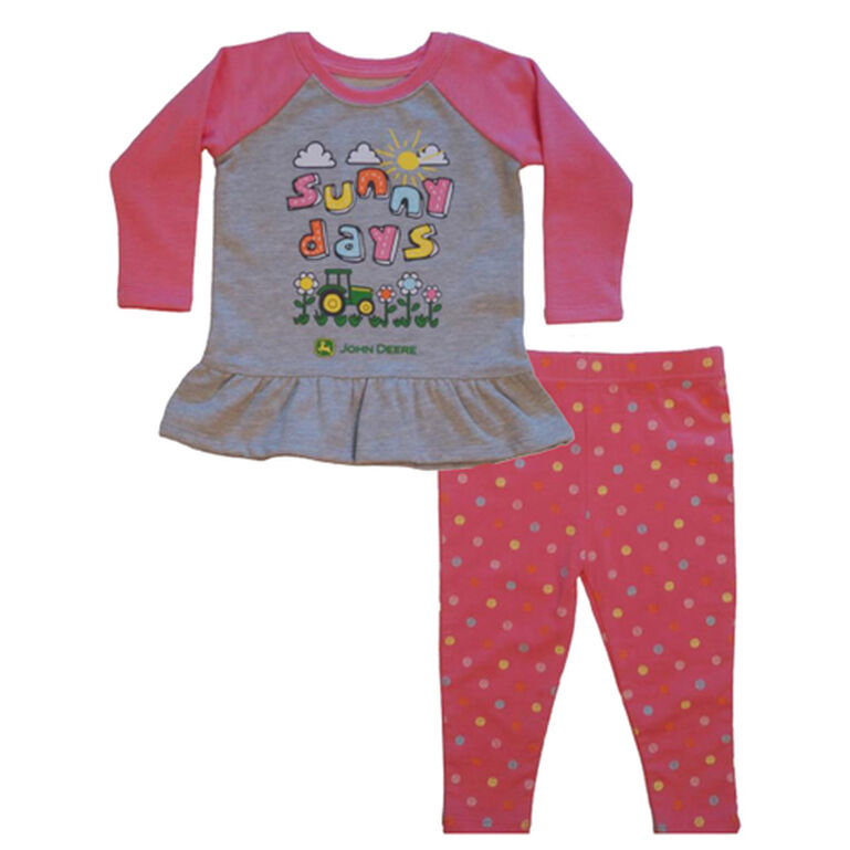 Gray Pink Polka Dot Sunny Days Pant Set - LP68944, 