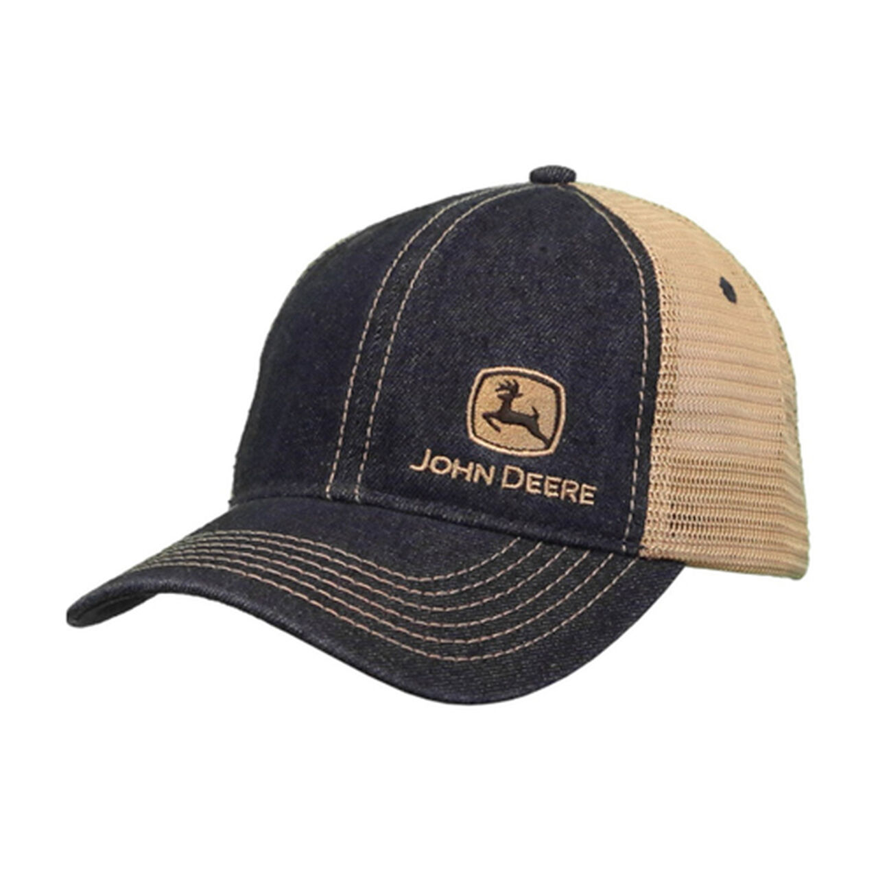 Blue Denim Khaki Mesh Side Logo Hat - LP70316,  image number 0