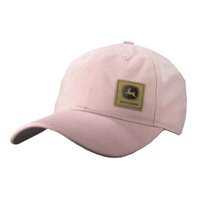 Ladies Pink Soft Corduroy Hat Faux Leather Patch - LP78700, 