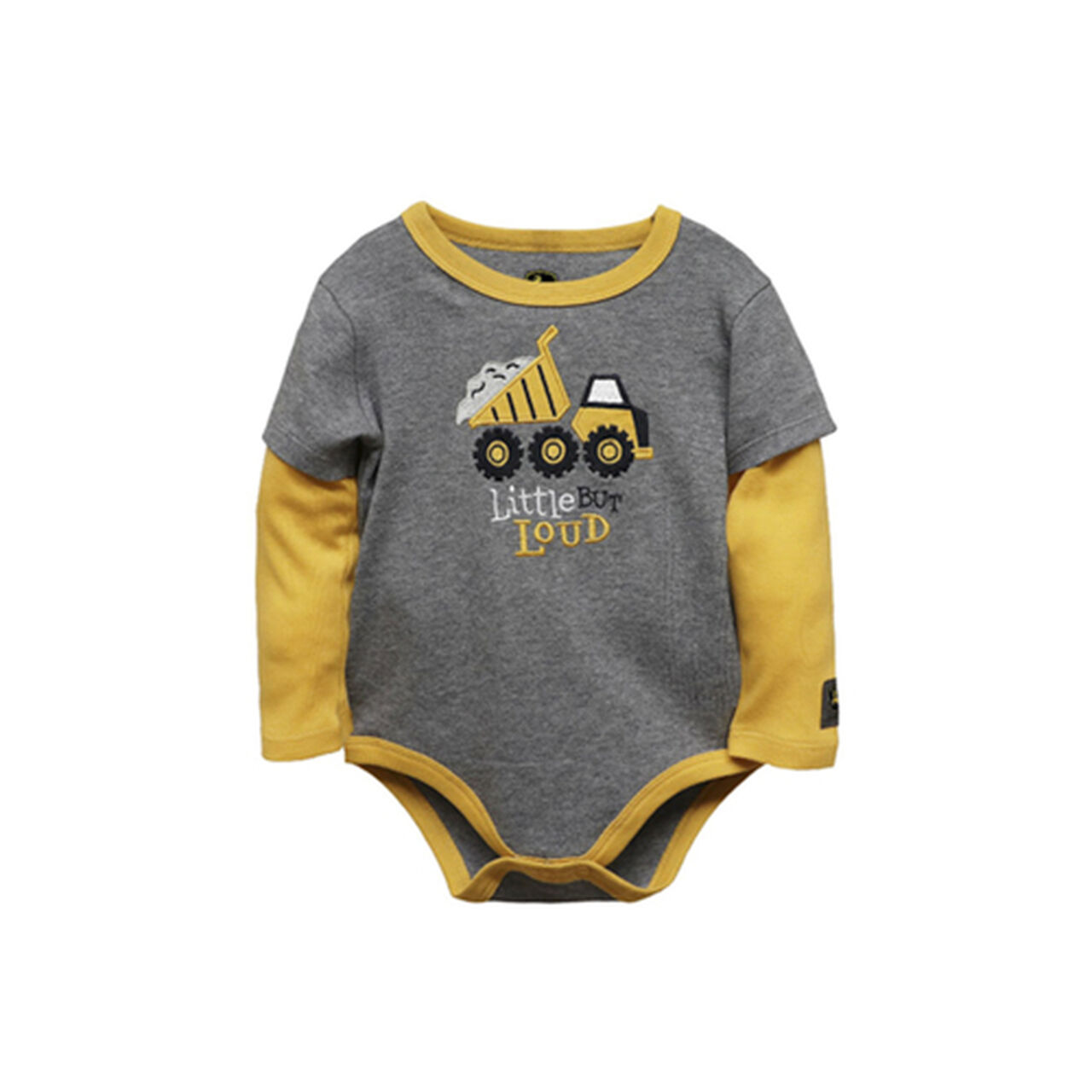 Gray Gold Little But Loud Dump Truck  Long Sleeve Bodysuit - LP81453,  image number 1