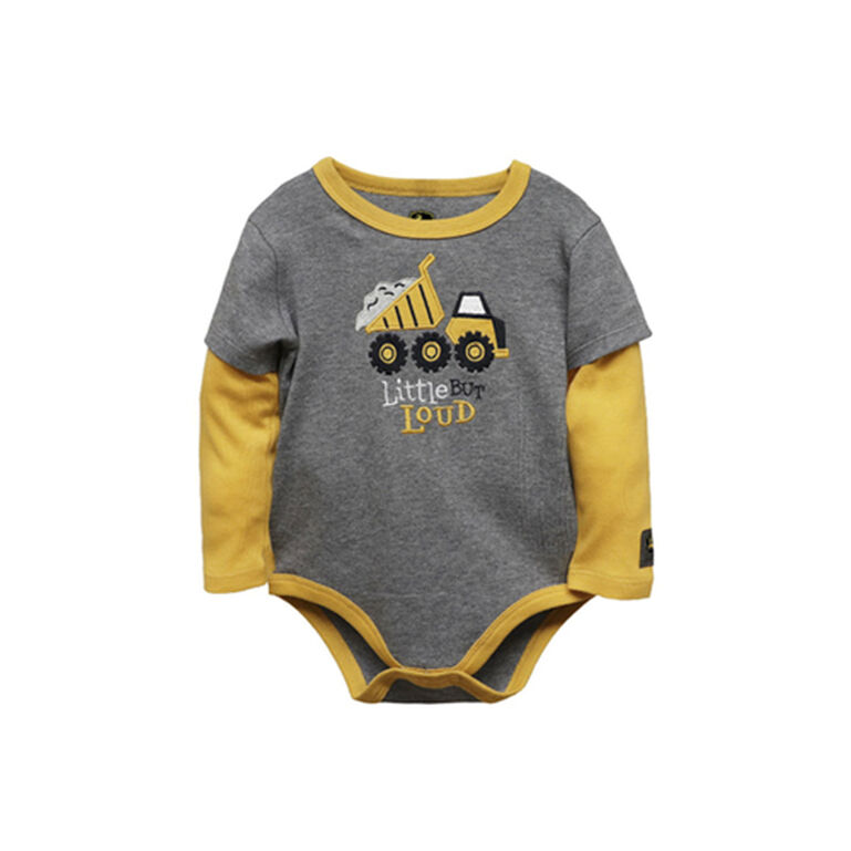Gray Gold Little But Loud Dump Truck  Long Sleeve Bodysuit - LP81453, 