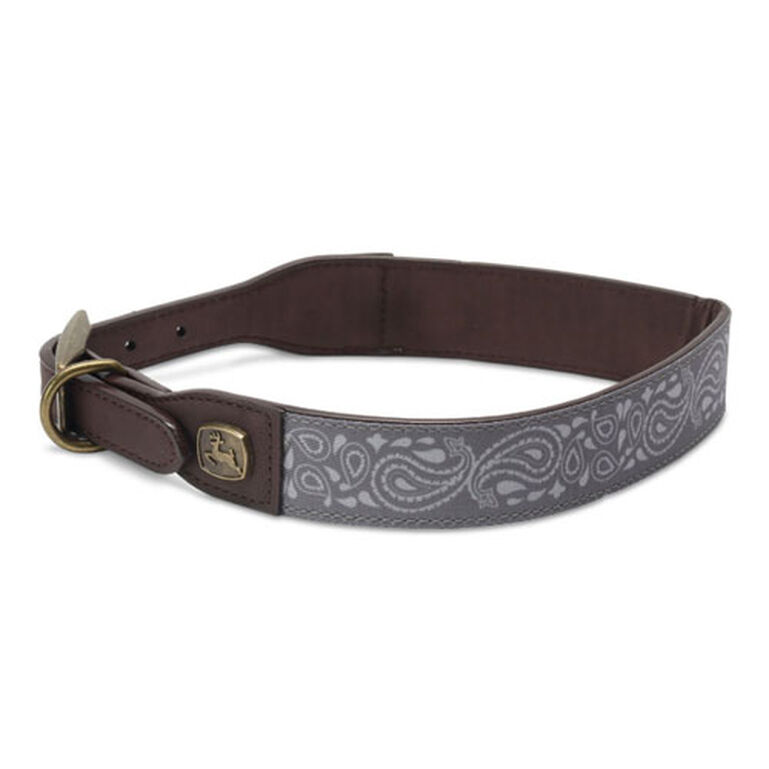 Gray Canvas and Leather Large Dog Collar LP82978, 