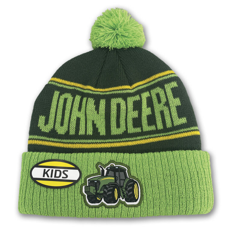 Kids Green Knit Cuffed Tractor Beanie - LP88255, 
