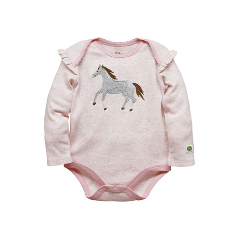 Pink Glitter Long Sleeve Horse Bodysuit - LP81456, 