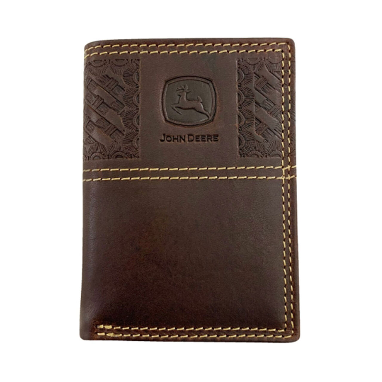 Brown Leather Basketweave Trifold Wallet - LP83194,  image number 0