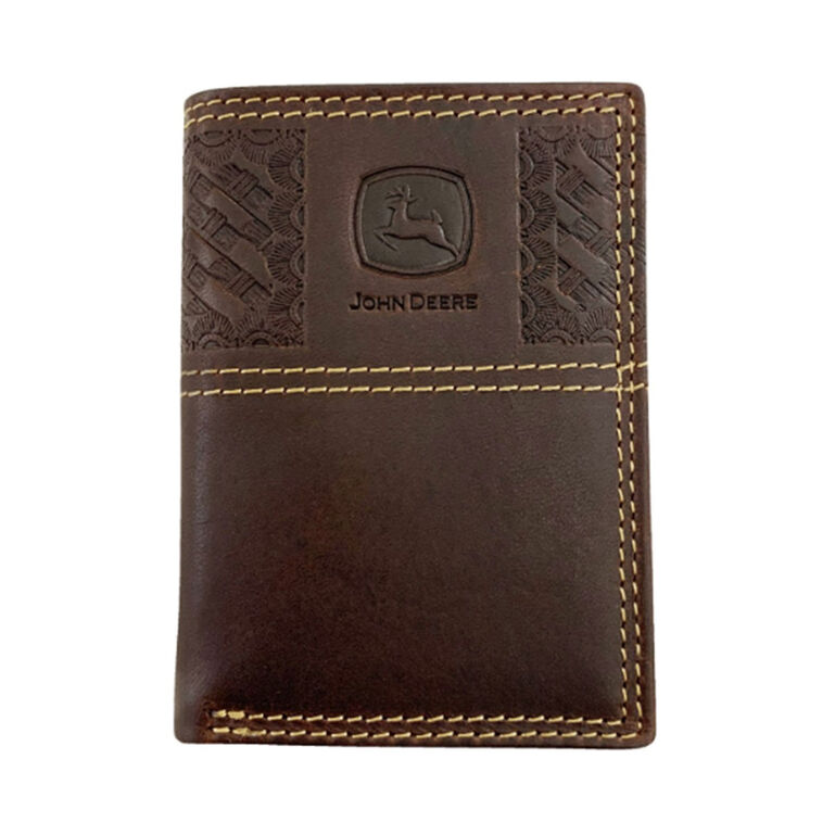 Brown Leather Basketweave Trifold Wallet - LP83194, 