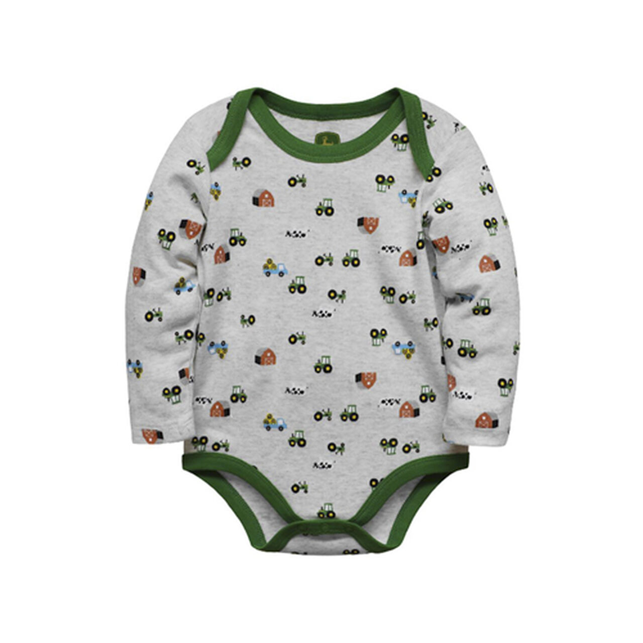 Gray Farm Print Long Sleeve Bodysuit - LP81447,  image number 0