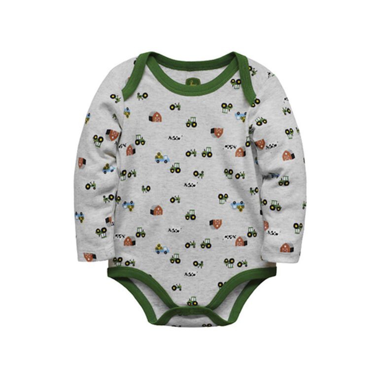 Gray Farm Print Long Sleeve Bodysuit - LP81447, 