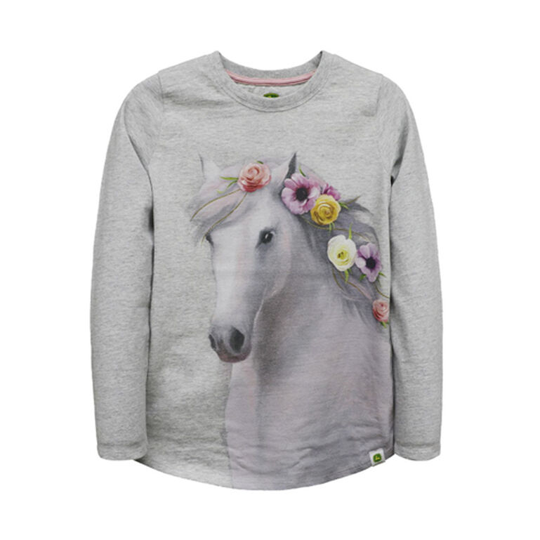 John Deere Gray Horse Long Sleeve T-Shirt LP816688, 