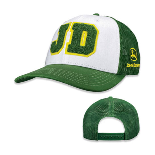 Mens White Green Mesh Chenille JD Hat - LP83255,  image number 1