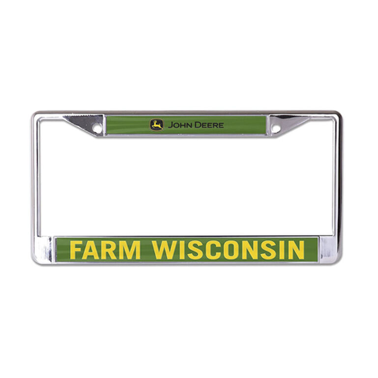 John Deere Metal Farm Wisconsin License Plate Holder LP80535, 