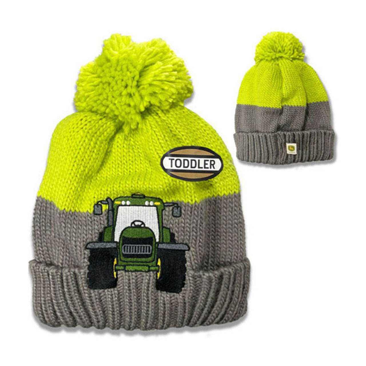 Green Toddler Gray Lime Green Tractor Beanie Stocking Cap -LP82735,  image number 1