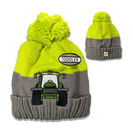 Green Toddler Gray Lime Green Tractor Beanie Stocking Cap -LP82735,  image number 1
