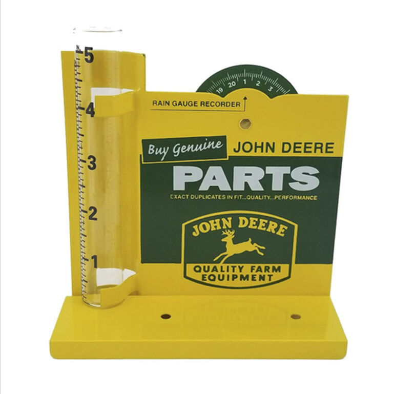 John Deere Metal Stand Glass Tube Rain Gauge - LP71678, 