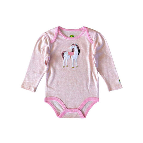 Soft Pink Heather Horse Bodysuit - LP77417,  image number 1