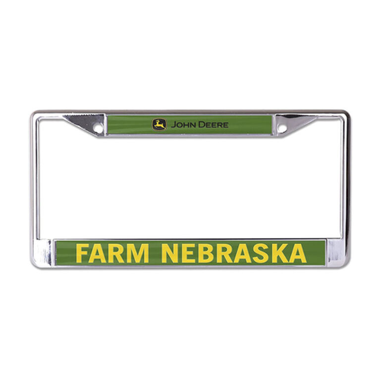 John Deere Metal Farm Nebraska License Plate Holder LP80529, 