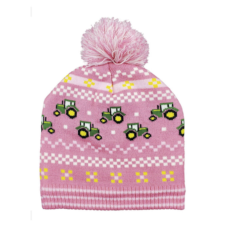 Pink Fair Isle Tractor Sherpa Lined Stocking Cap - LP77238, 