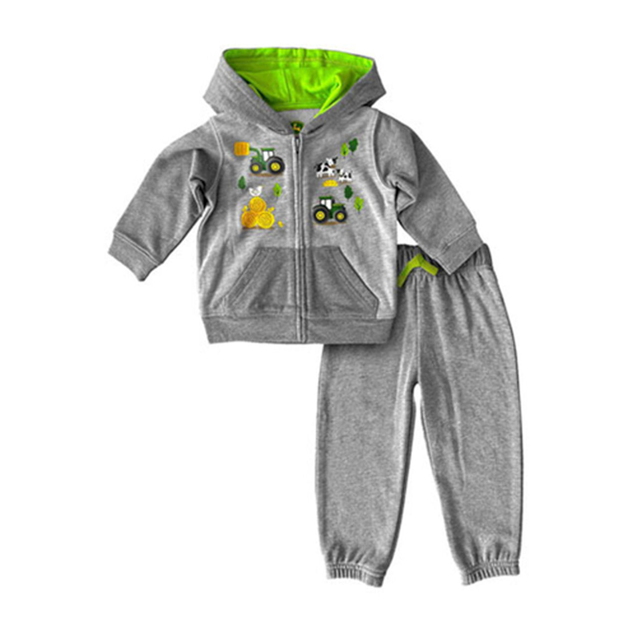 Two-Tone Gray Zip Hoodie Pant Set - LP77184,  image number 1