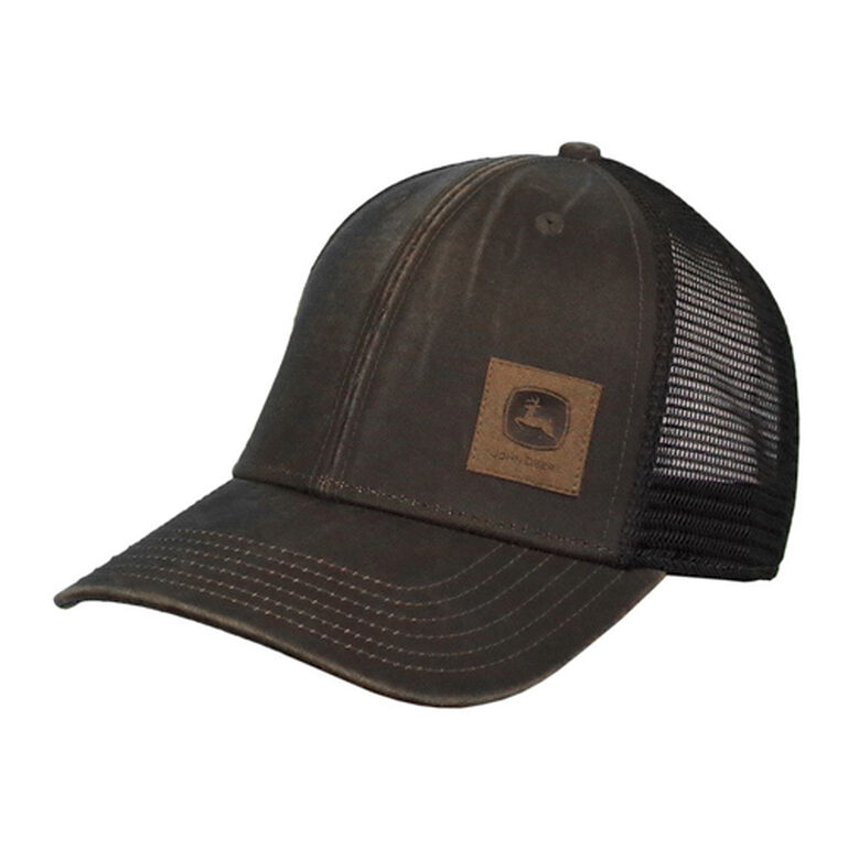 Brown Twill Mesh with Faux Leather Patch Hat - LP73357, 