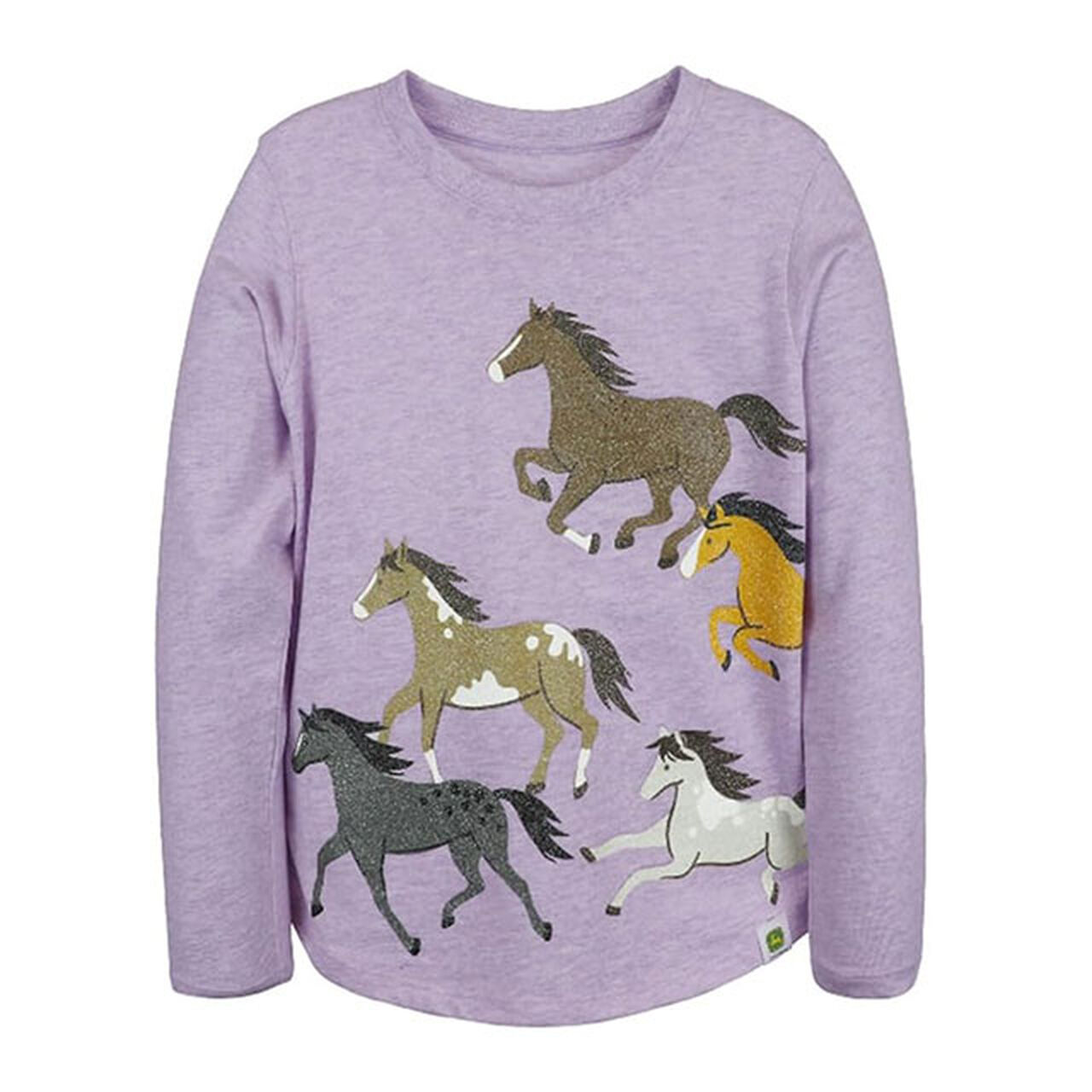 Purple Glitter Running Horses T-Shirt,  image number 0