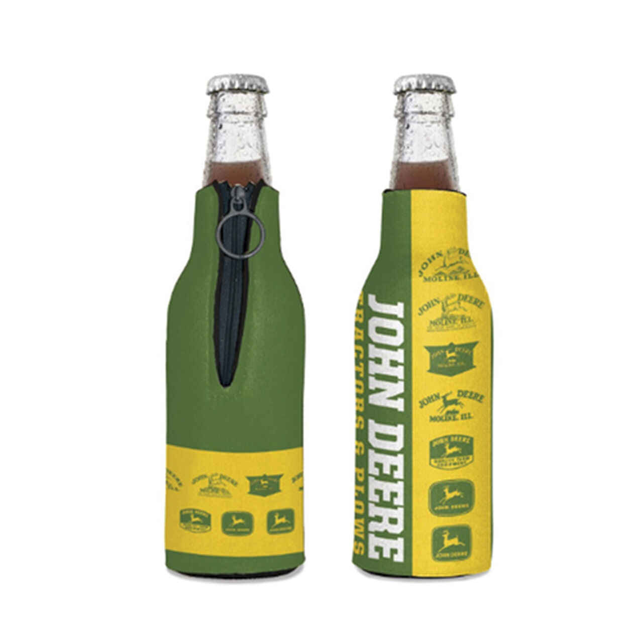 John Deere Green Vintage Logo Zip Bottle Cooler Koozie LP79728,  image number 0