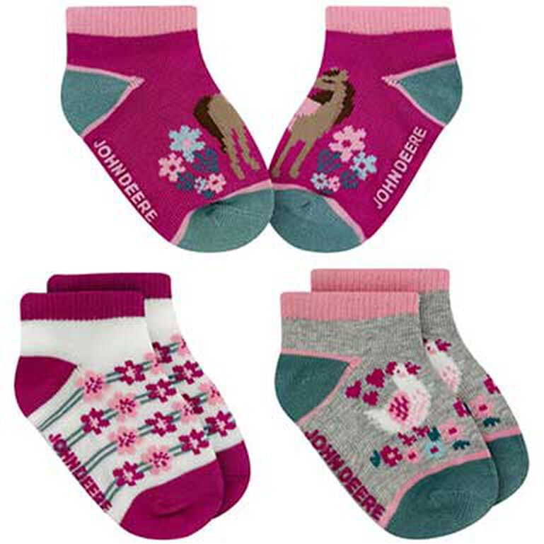 3 Pack Pink Shortie Socks with Grippers Sz 2T-4T - LP74757, 
