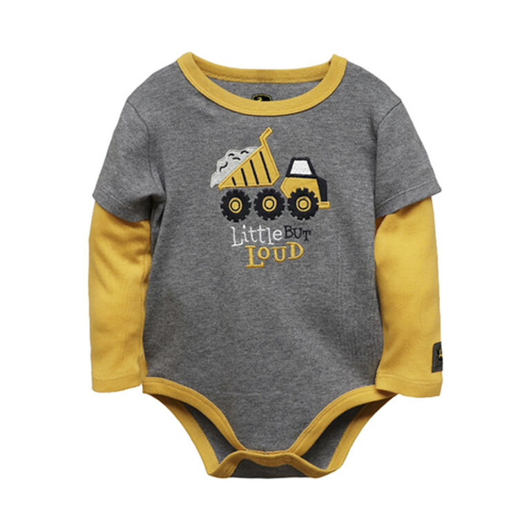Gray Gold Little But Loud Dump Truck  Long Sleeve Bodysuit - LP81453, 