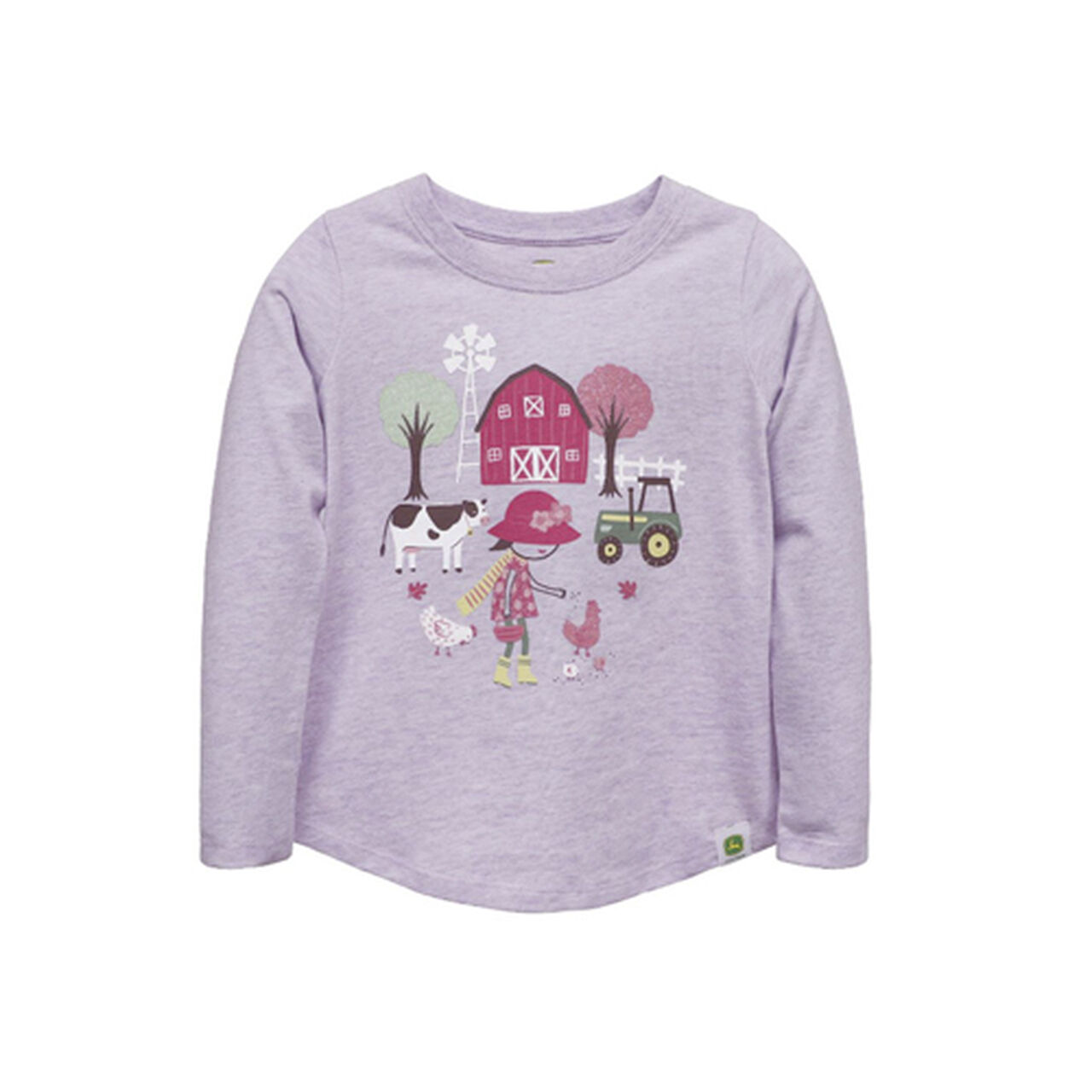 John Deere Lavender Girl Feeding Chickens T-Shirt LP816554,  image number 0