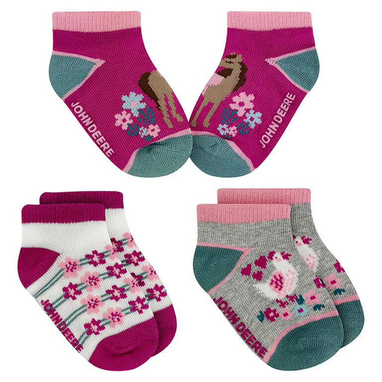 3 Pack Pink Shortie Socks with Grippers Sz 12-24m LP74756, 