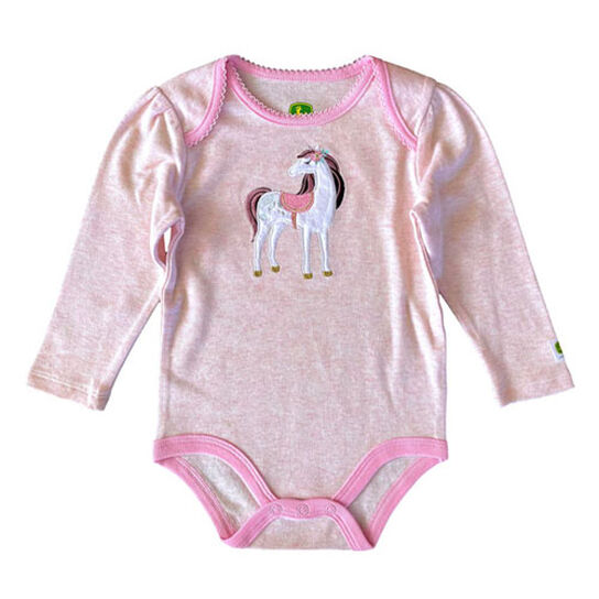Soft Pink Heather Horse Bodysuit - LP77417,  image number 0