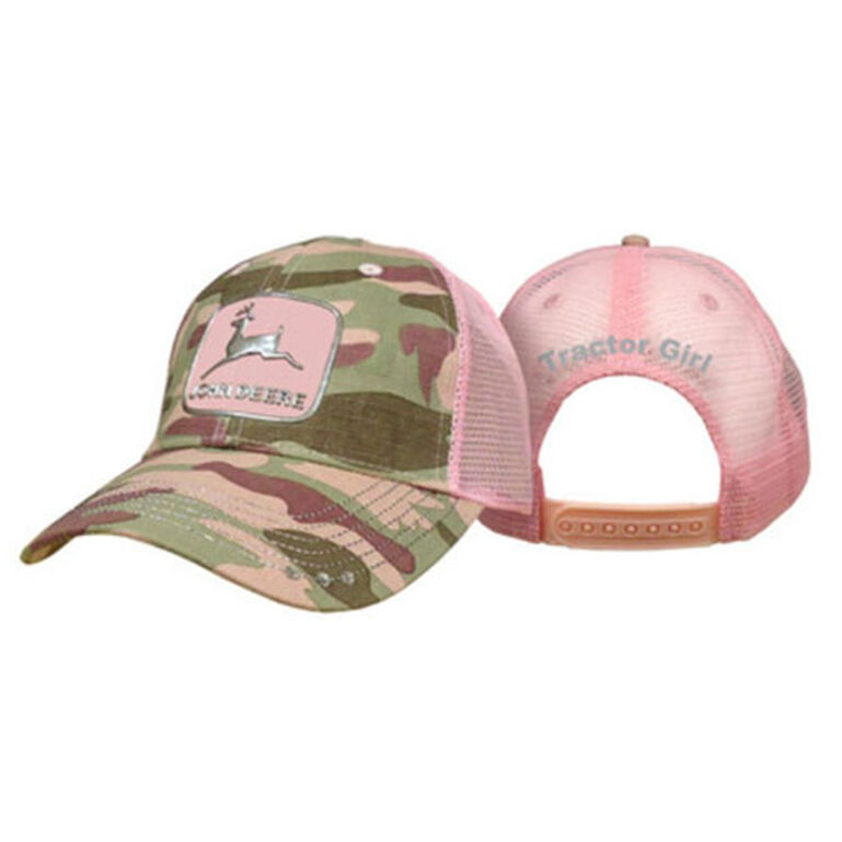 Ladies Pink Camo Liquid Metal Logo Mesh Back Hat - LP40376, 