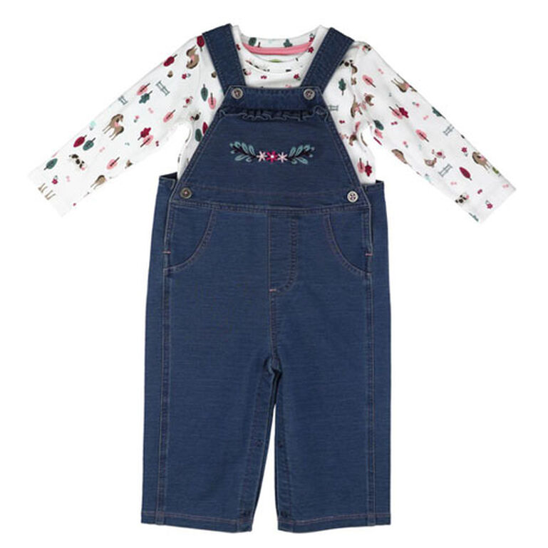 White Farm Scene T-Shirt Blue Overall Set - LP74679, 